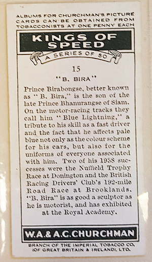 Prince Bira card (back)