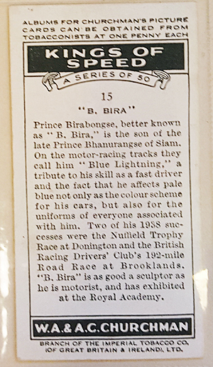 Prince Bira card (back)